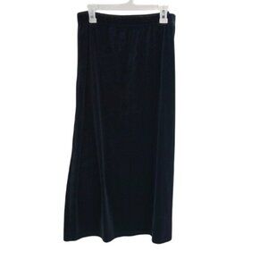Basic Editions Skirt Womens Size L Black Velour Maxi Elastic Waist Pull On